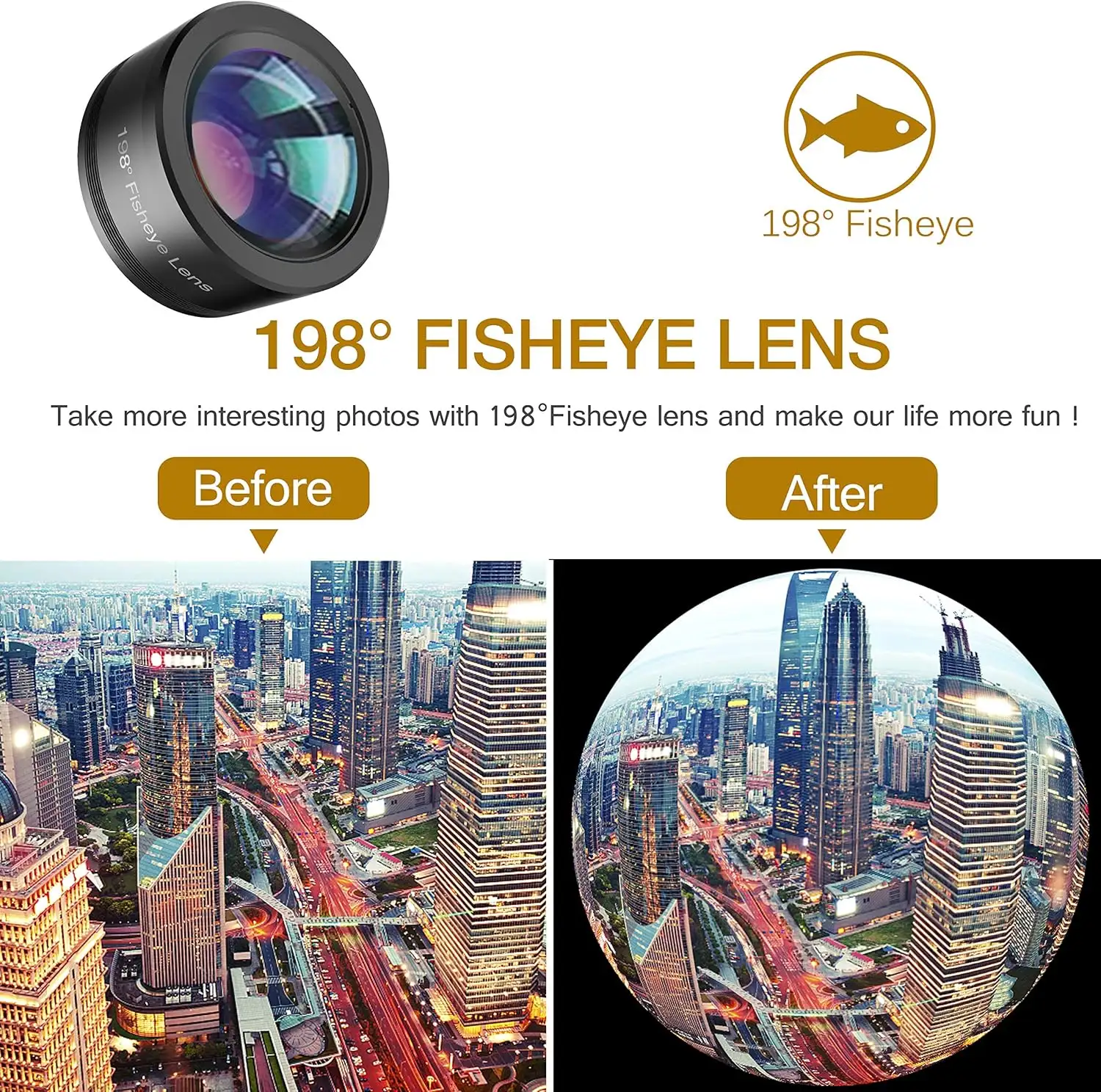 LEKNES Upgraded 3 in 1 Phone Camera Lens kit-198° Fisheye Lens + Macro Lens + 120° Wide Angle Lens - 91PHbvQGISL._AC_SL1500_